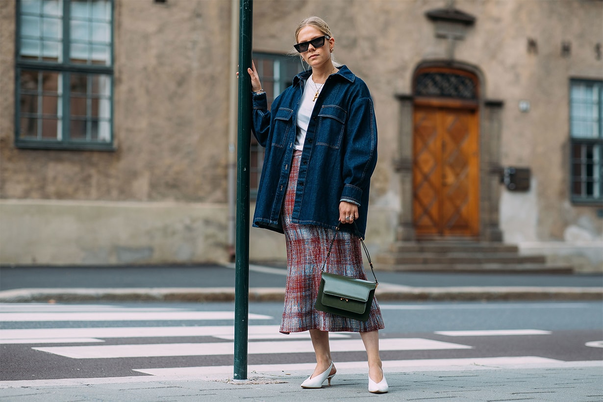 Street Style at Oslo Fashion Week Spring 2019 denim jacket