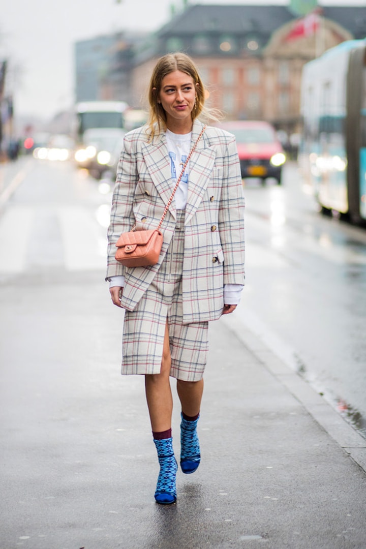 Blazer Outfits Socks with Heels Fall Winter Street Style