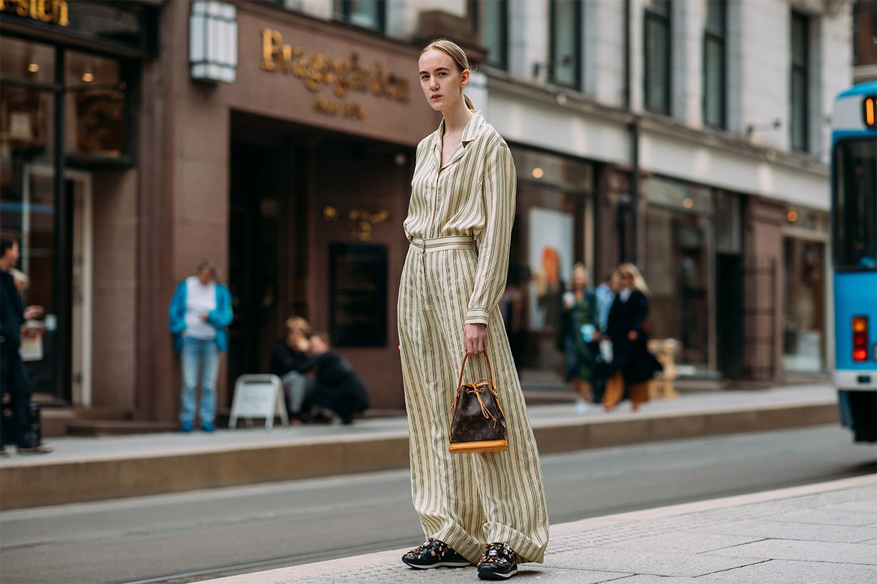 Street Style at Oslo Fashion Week Spring 2019 stripe pajama