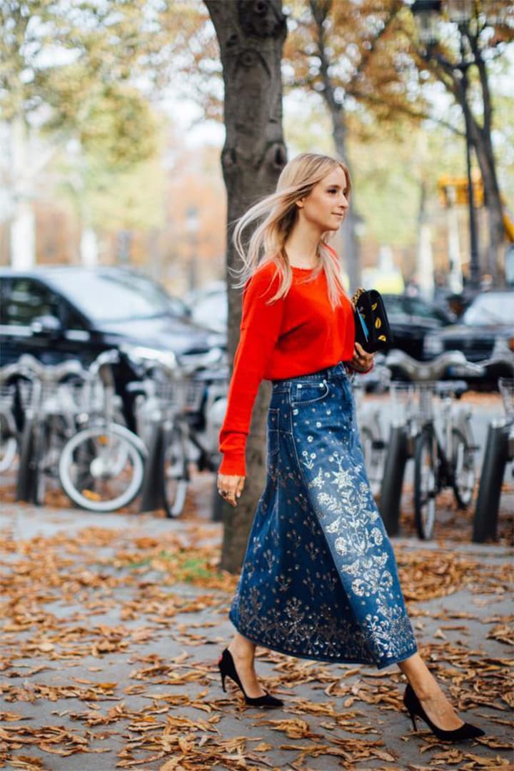 Denim Skirt jeans Street Style