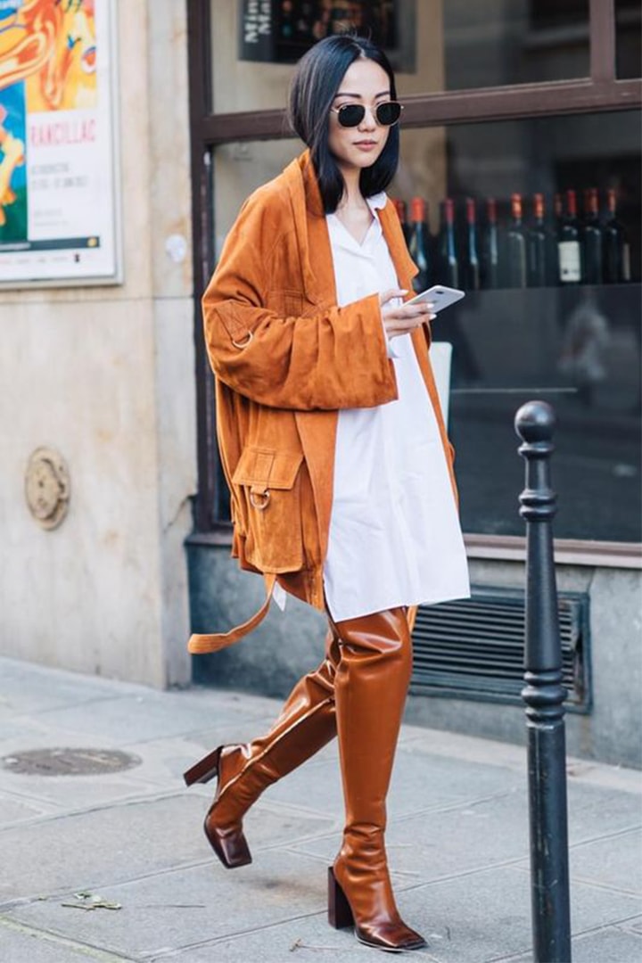 Fall Winter Street Style Dresses with Boots