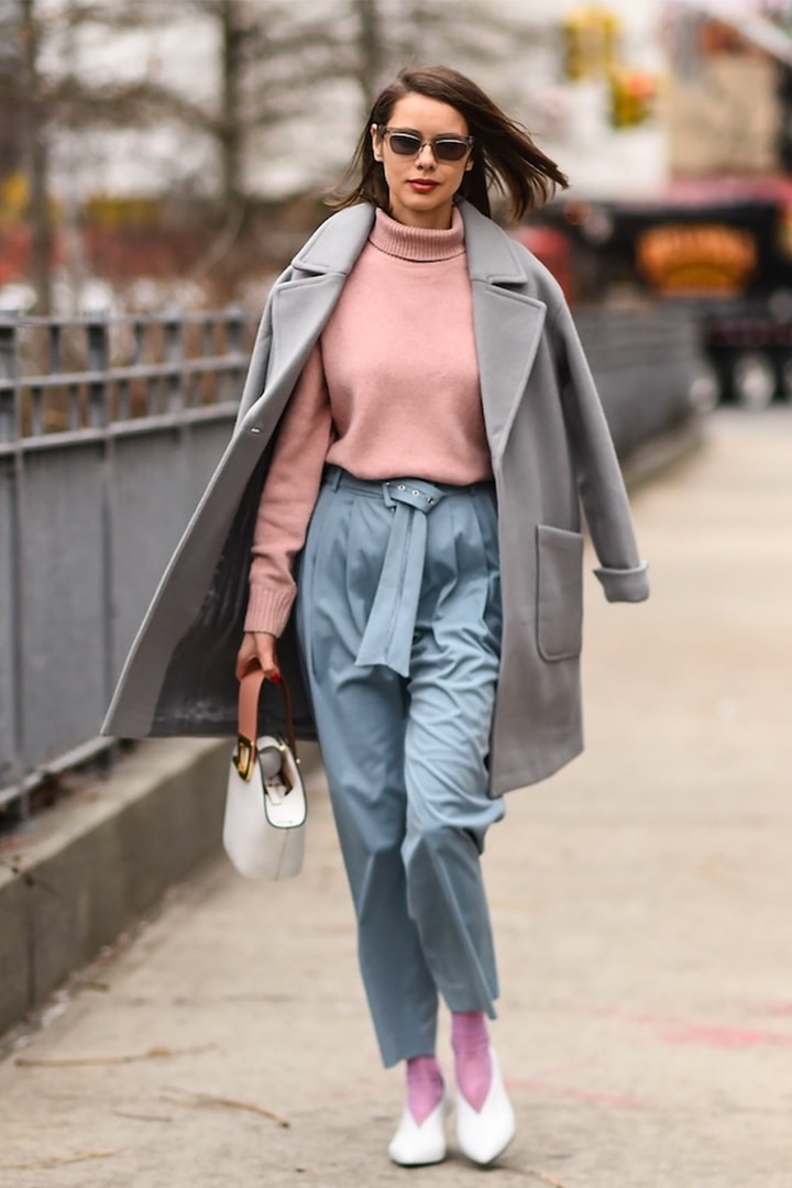 Pink Socks with Heels Fall Winter Street Style