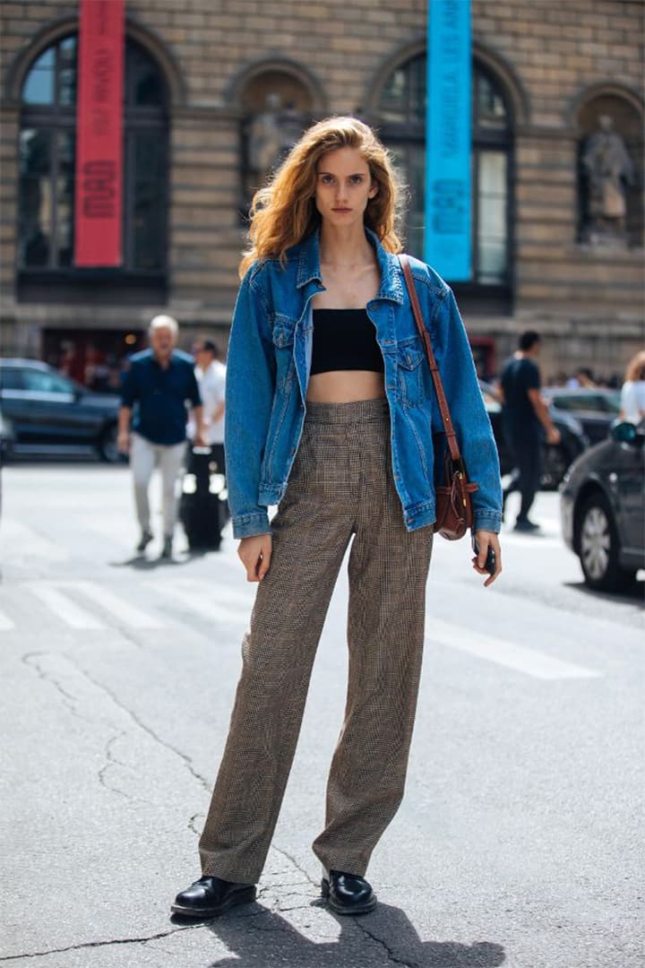 Denim Jacket Crop Top Street Style