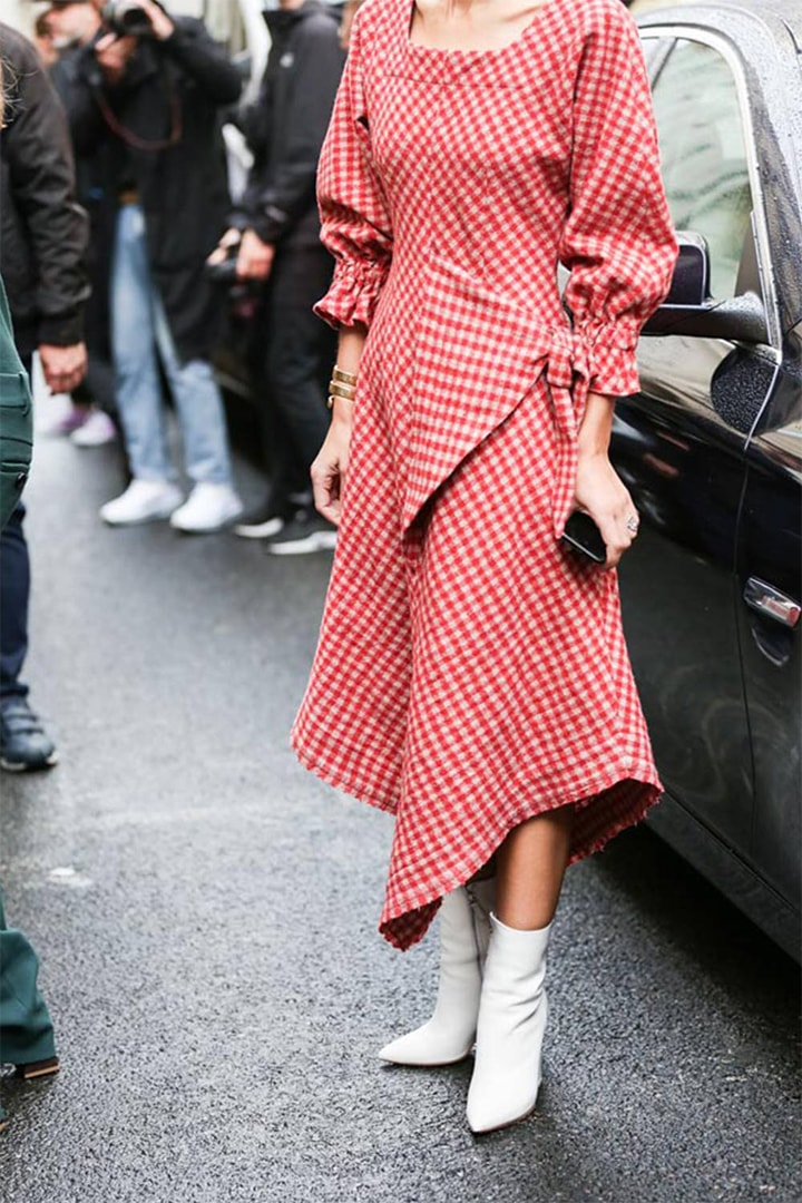 Fall Winter Street Style Dresses with White Boots