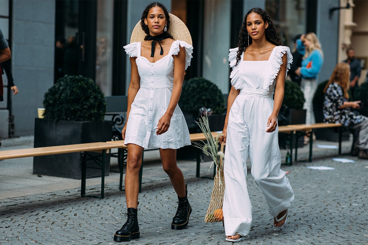 Street Style at Oslo Fashion Week Spring 2019 white dress