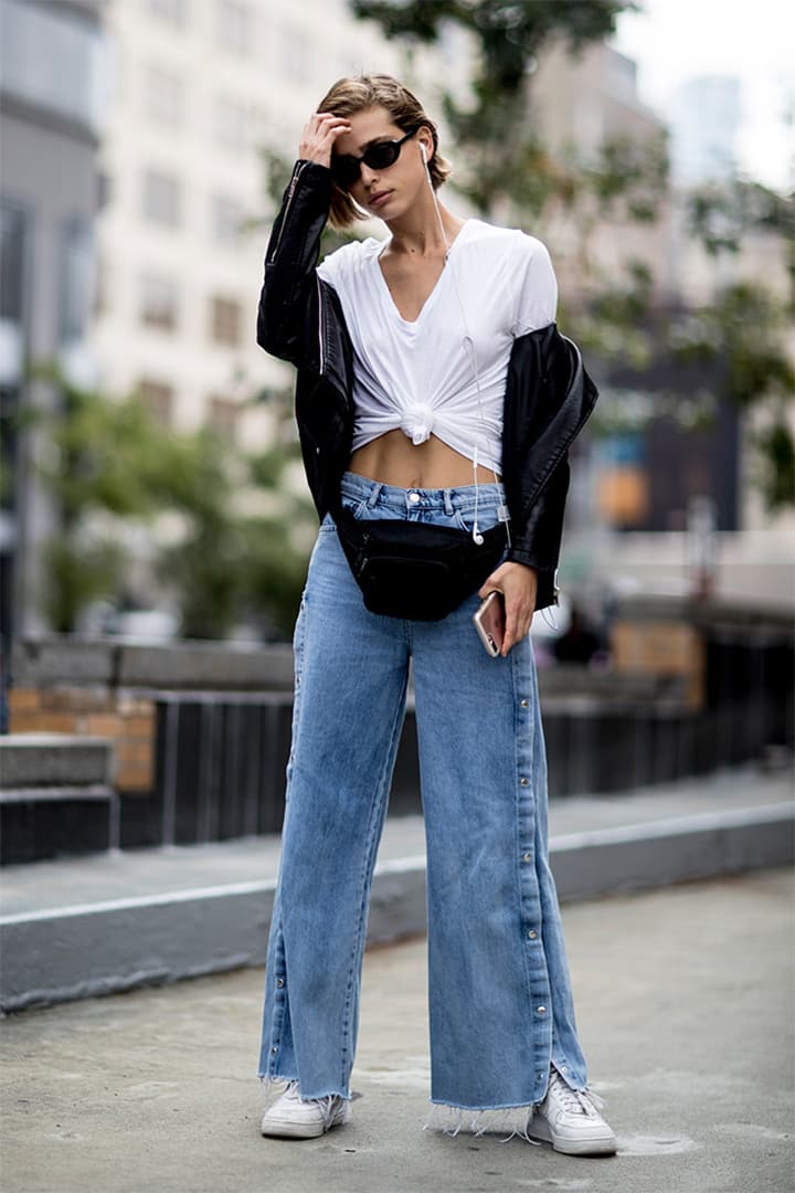 Winter Fall Crop top Denim Jeans Street Style
