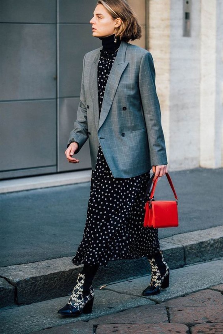 Fall Winter Street Style Blazer Dresses with Boots