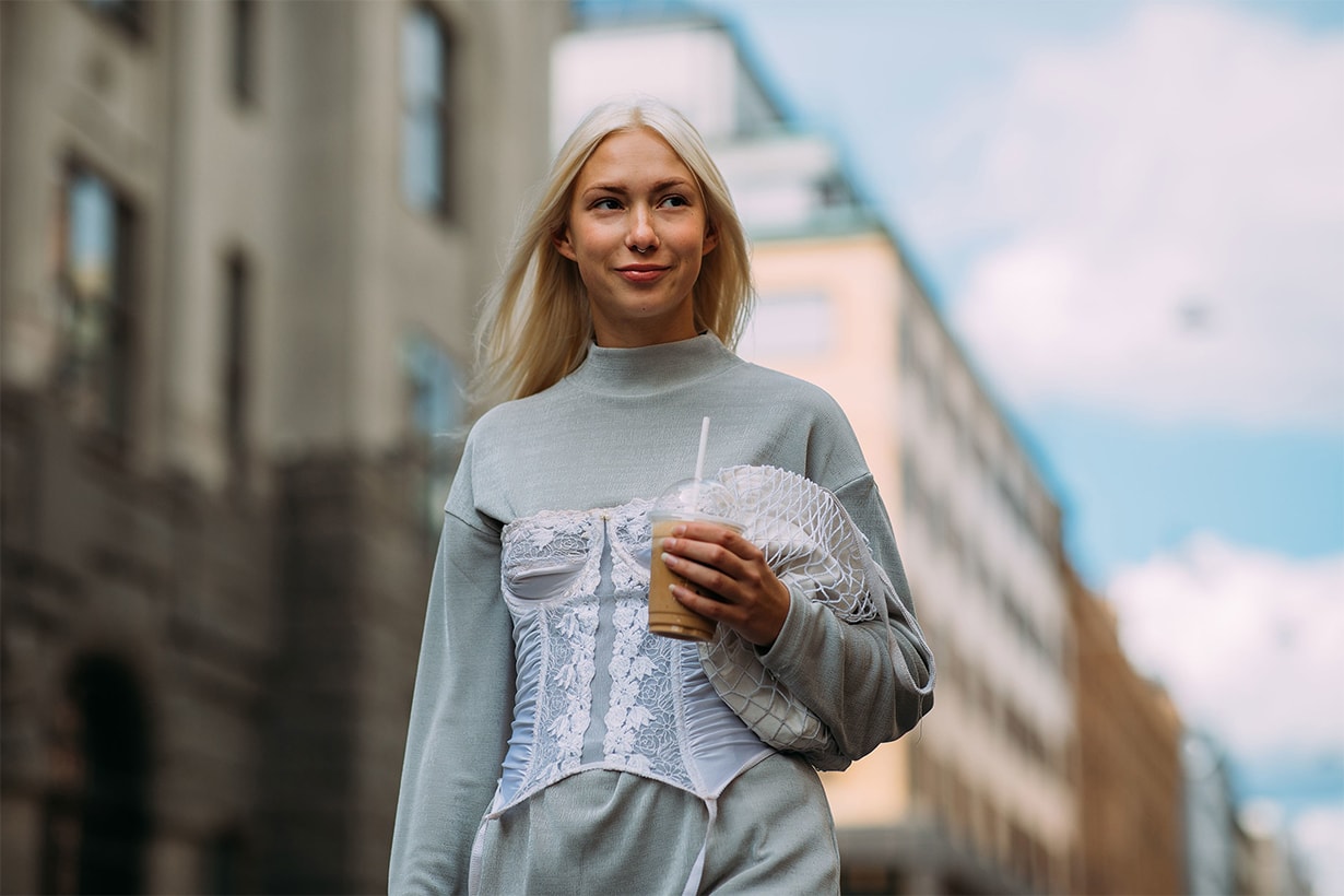 Street Style at Oslo Fashion Week Spring 2019 corset belt