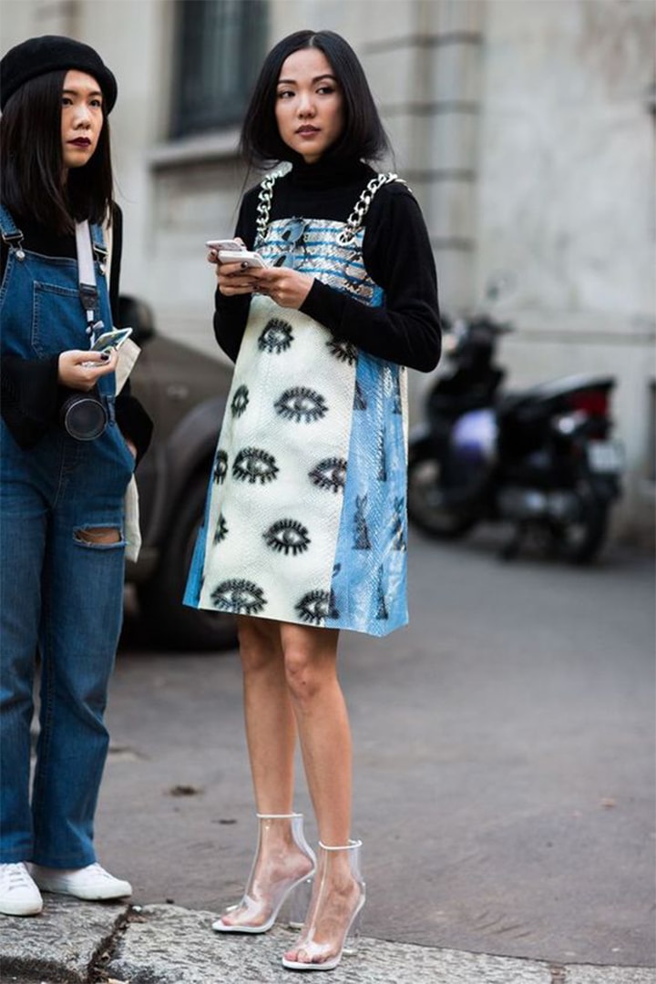 Fall Winter Street Style Dresses with Plastic Boots