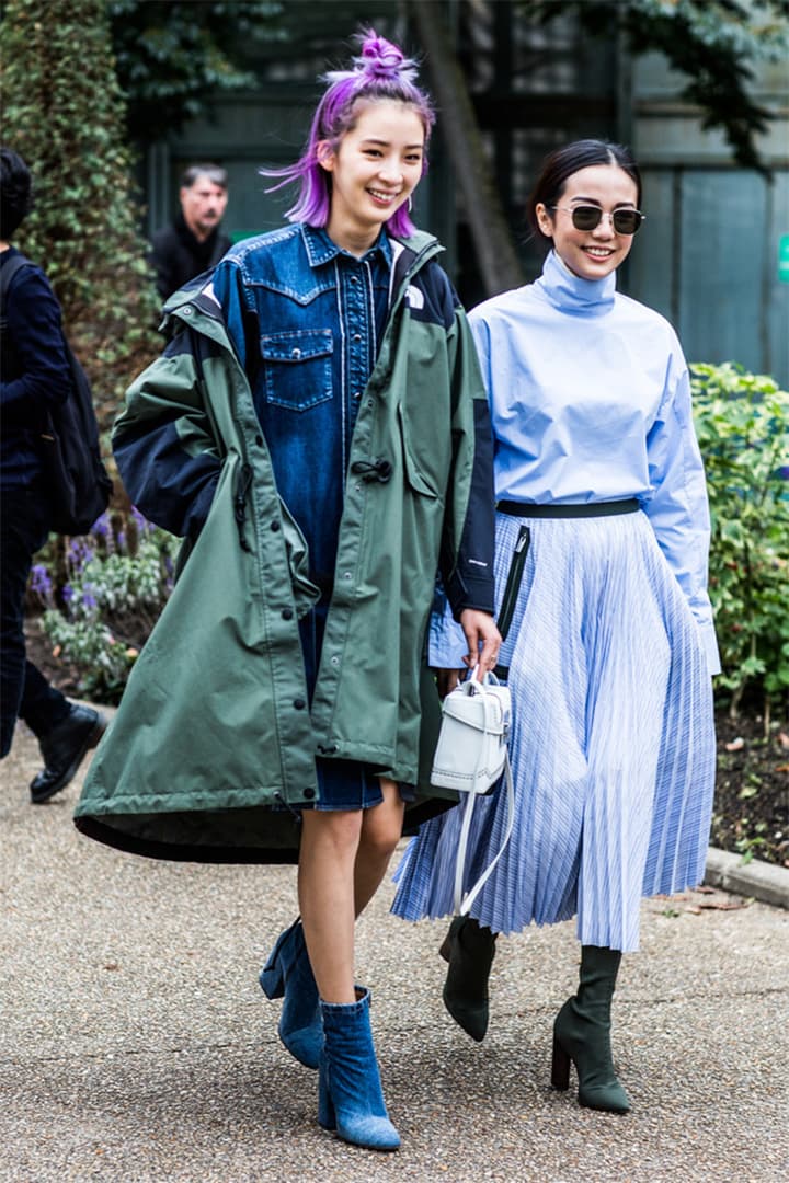 Denim shirt dress boots Street Style