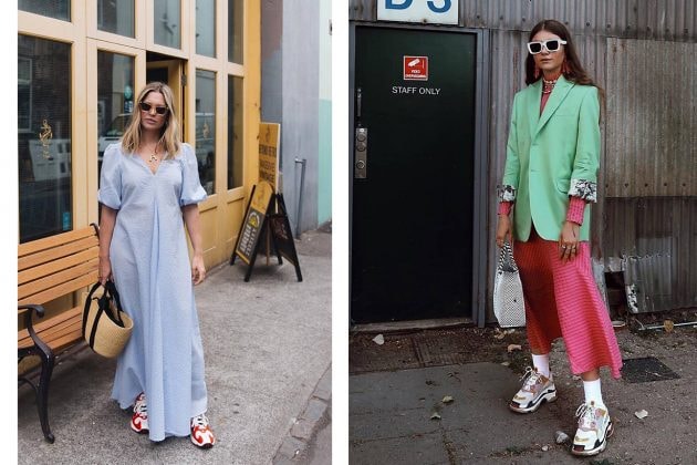 Ganni Dress and Dad Sneakers