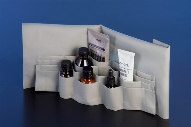 Aesop ÉCAL graduate students Laure Manhes grey wash bag
