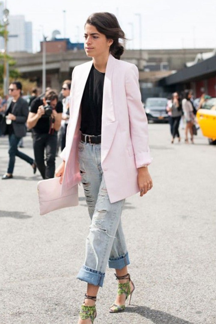 pink blazer jeans Leandra Cohen