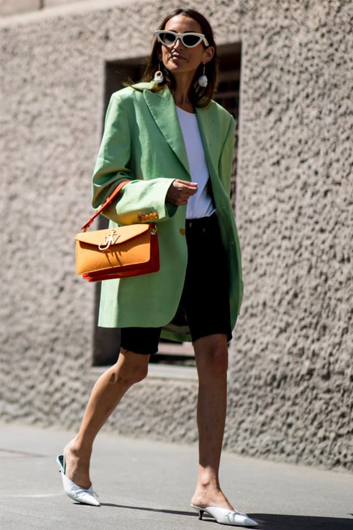 green blazer skirt