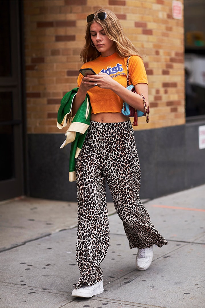 Leopard Printed Trousers Tee Dad Shoes Sneakers Street Style