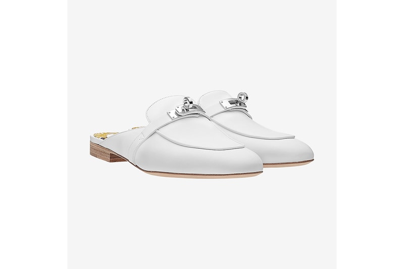Hermes Oz Mules Slippers White