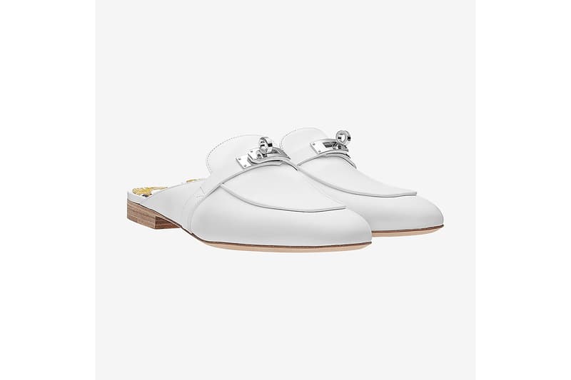 Hermes Oz Mules Slippers White