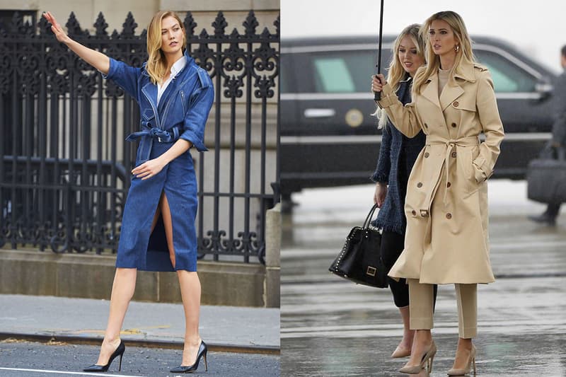 Karlie Kloss Denim Wrap Dress Ivanka Trump Trench Coat