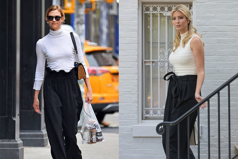 Karlie Kloss Ivanka Trump White High Neck Top Loose Trousers