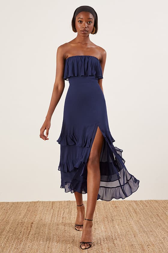 bridesmaid dresses timeless colour navy blue Reformation