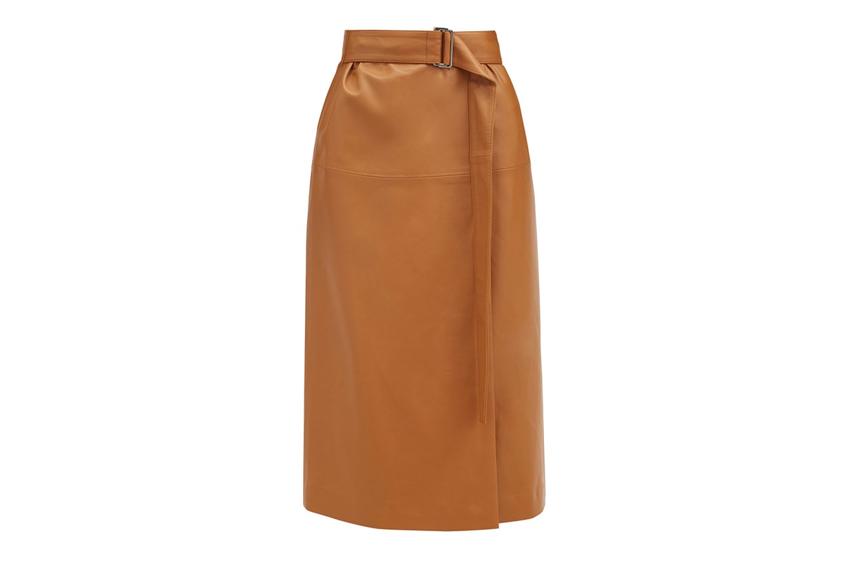 JOSEPH Salic leather wrap midi skirt