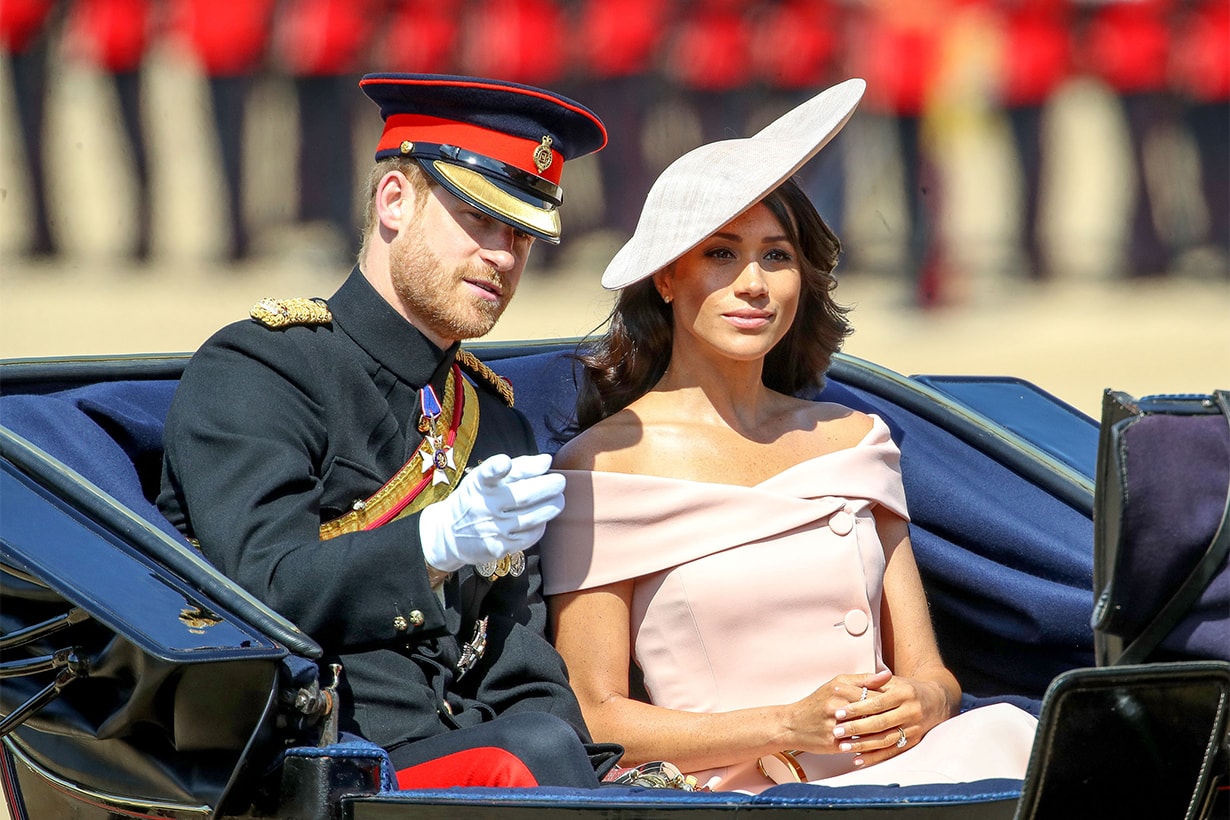 Harry Duke of Sussex and Meghan Duchess of Sussex attend Trooping The Colour 2018 at The Royal Horseguards on June 9, 2018 in London, England. (Photo by Mike Marsland/WireImage)
