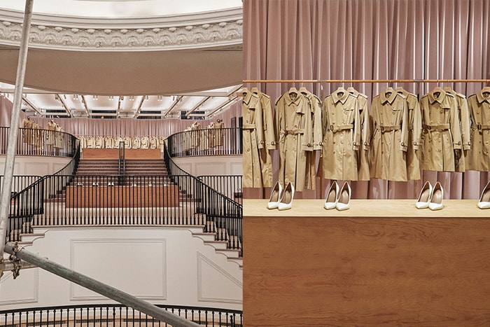 為 Riccardo Tisci 首個發表熱身!Burberry 倫敦旗艦店翻新:以一道道米白布幕,打造歷史劇院!