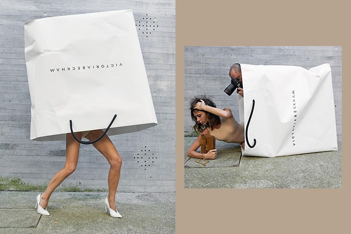 袋子中裝的是貝嫂嗎？Victoria Beckham 品牌致敬當初進入時尚產業的原因！