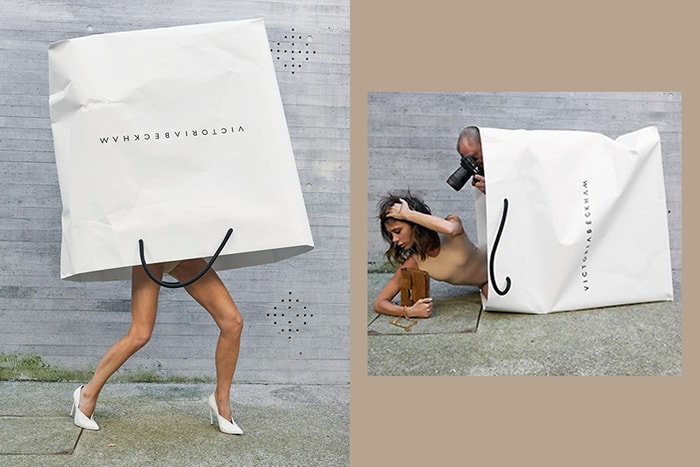 袋子中裝的是貝嫂嗎?Victoria Beckham 品牌致敬當初進入時尚產業的原因!