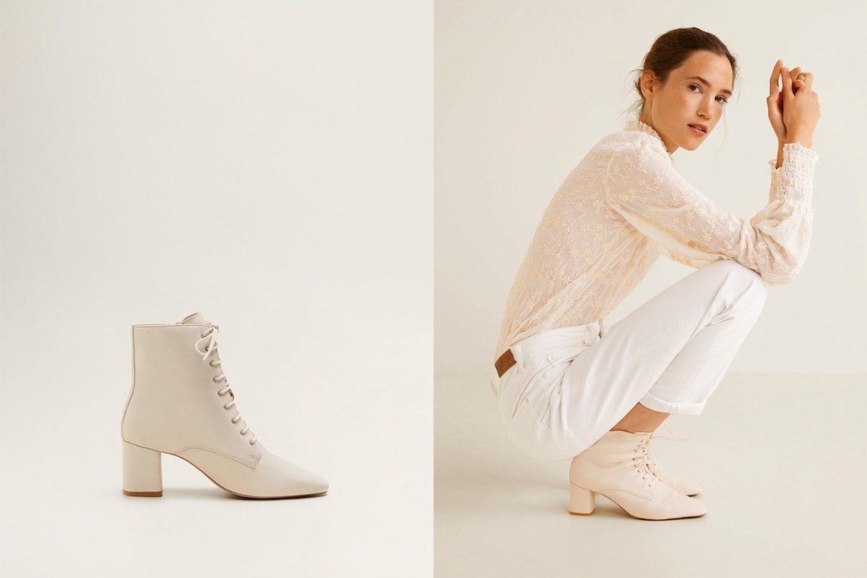 Mango Lace up leather boots