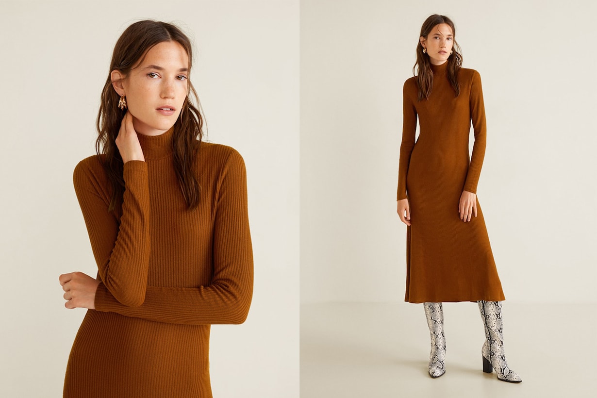 Mango Ribbed Midi Dress