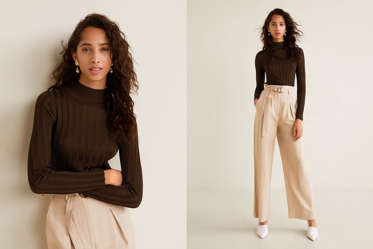 Mango Turtleneck Ribbed Sweater