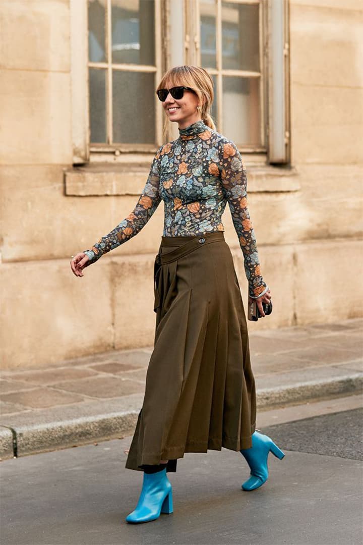 Paris Fashion Week 2019 Street Style Blue Boots