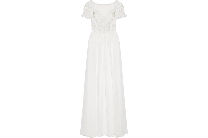 Temperley London Open-back Embellished Crocheted Tulle And Silk-chiffon Gown