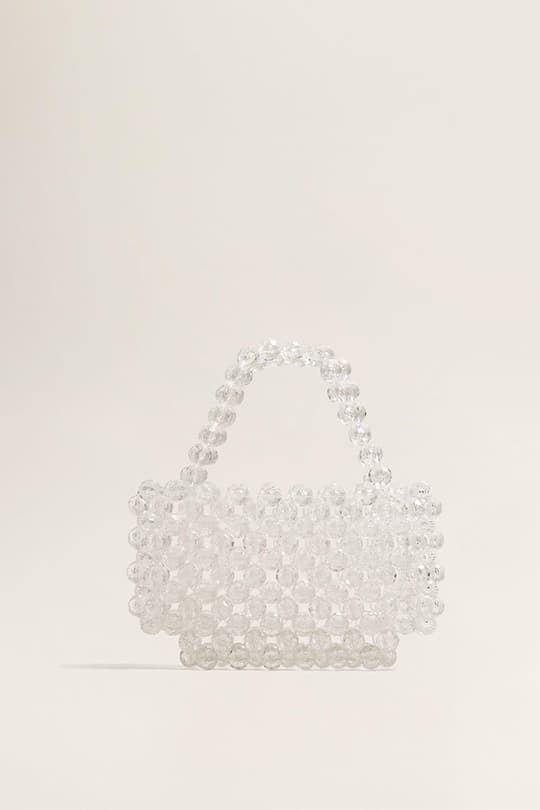 _mango-White-Beaded-See-through-Bag