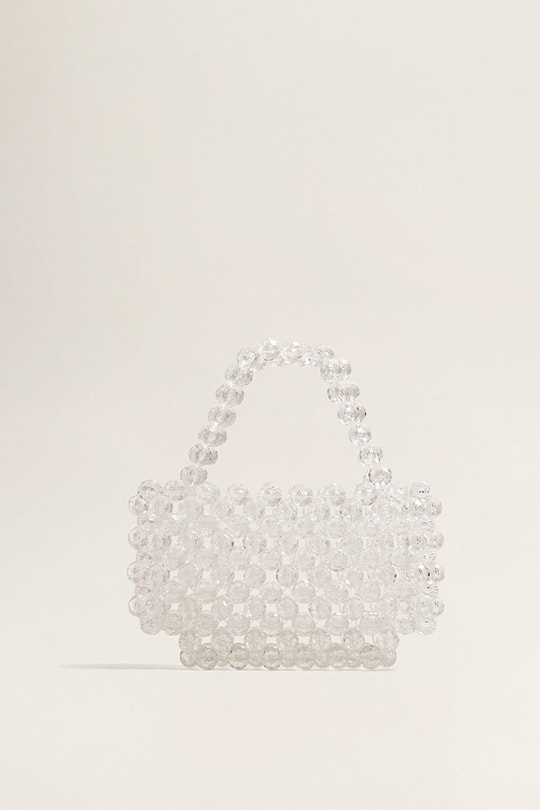 _mango-White-Beaded-See-through-Bag