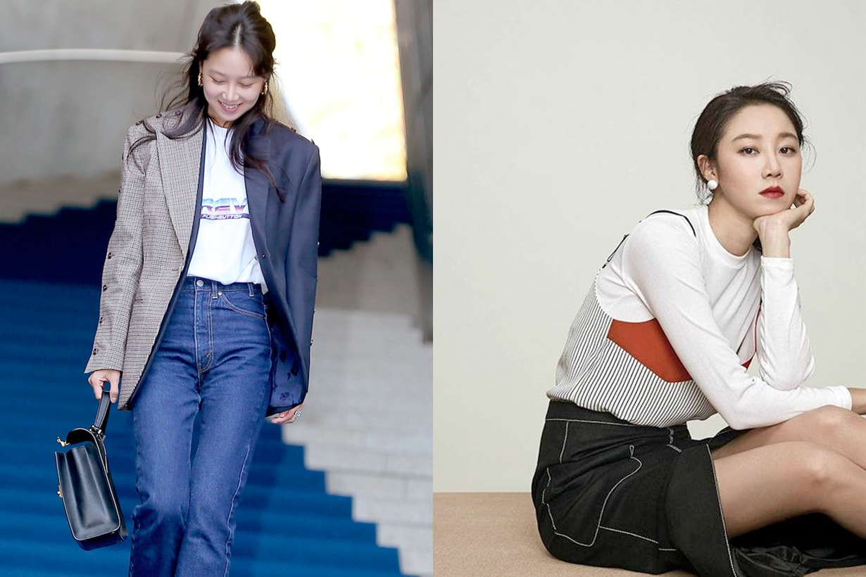 gong hyo jin seoul fashion week 2018 pushbuttom blazer tee jeans