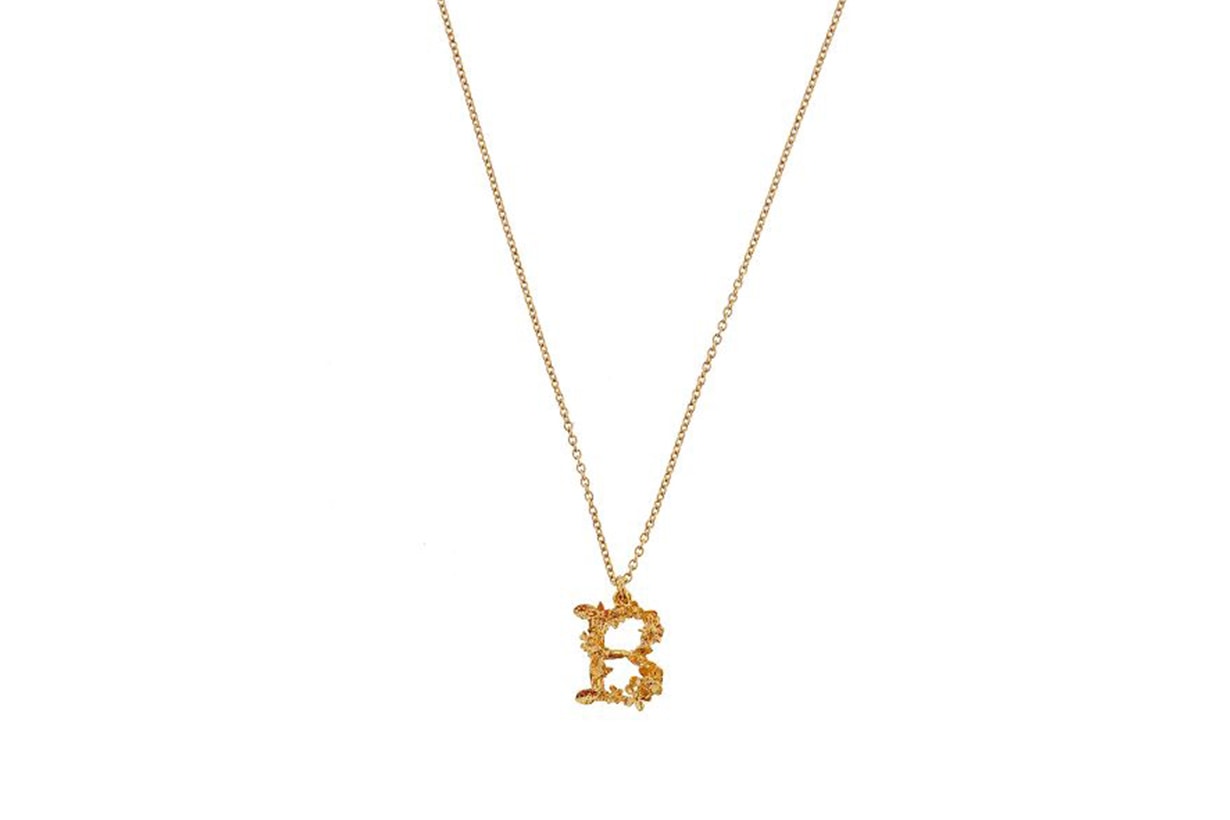 Alex Monroe Gold-Plated Floral Letter Alphabet Necklace
