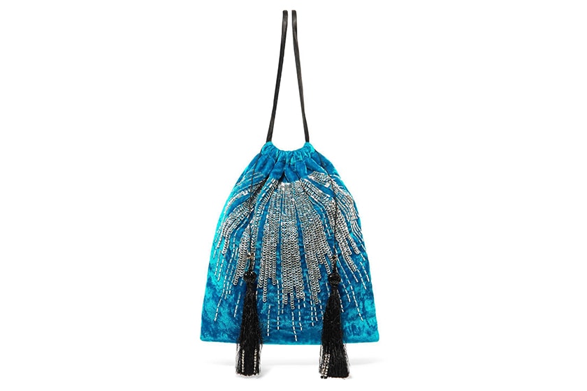 Attico Tasseled Embellished Velvet Pouch