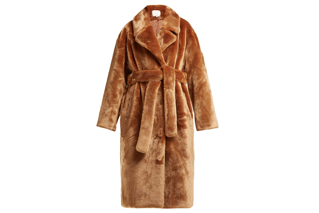 Tibi Belted faux-fur coat