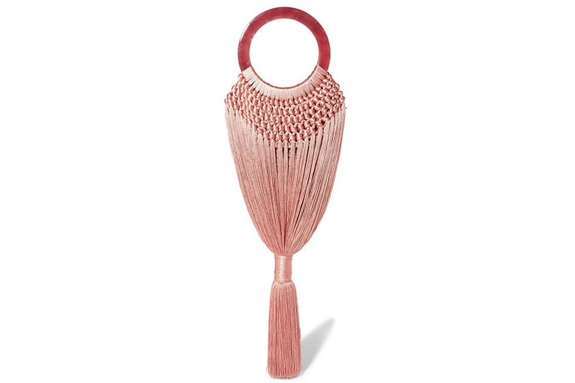 Cult Gaia Angelou Small Tasseled Crochet and Resin Clutch