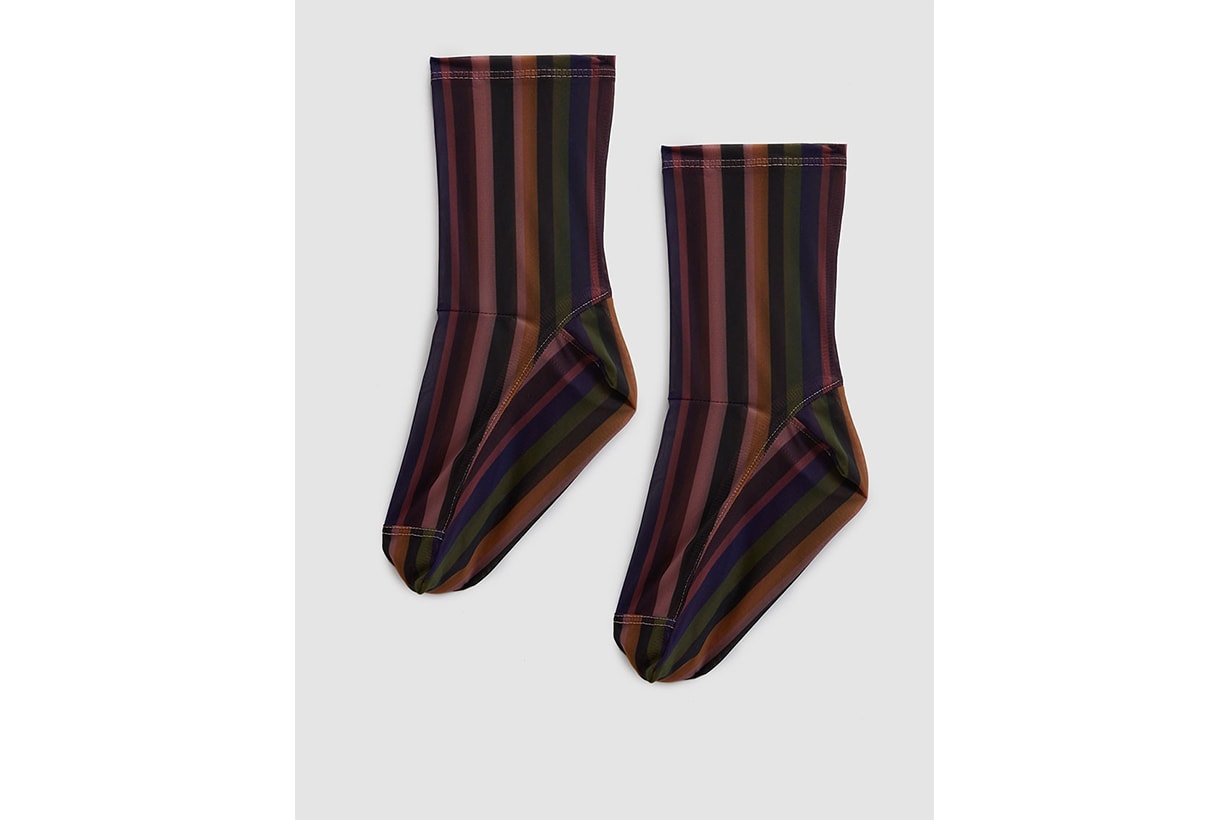 Darner Mesh Socks in Olive Stripes