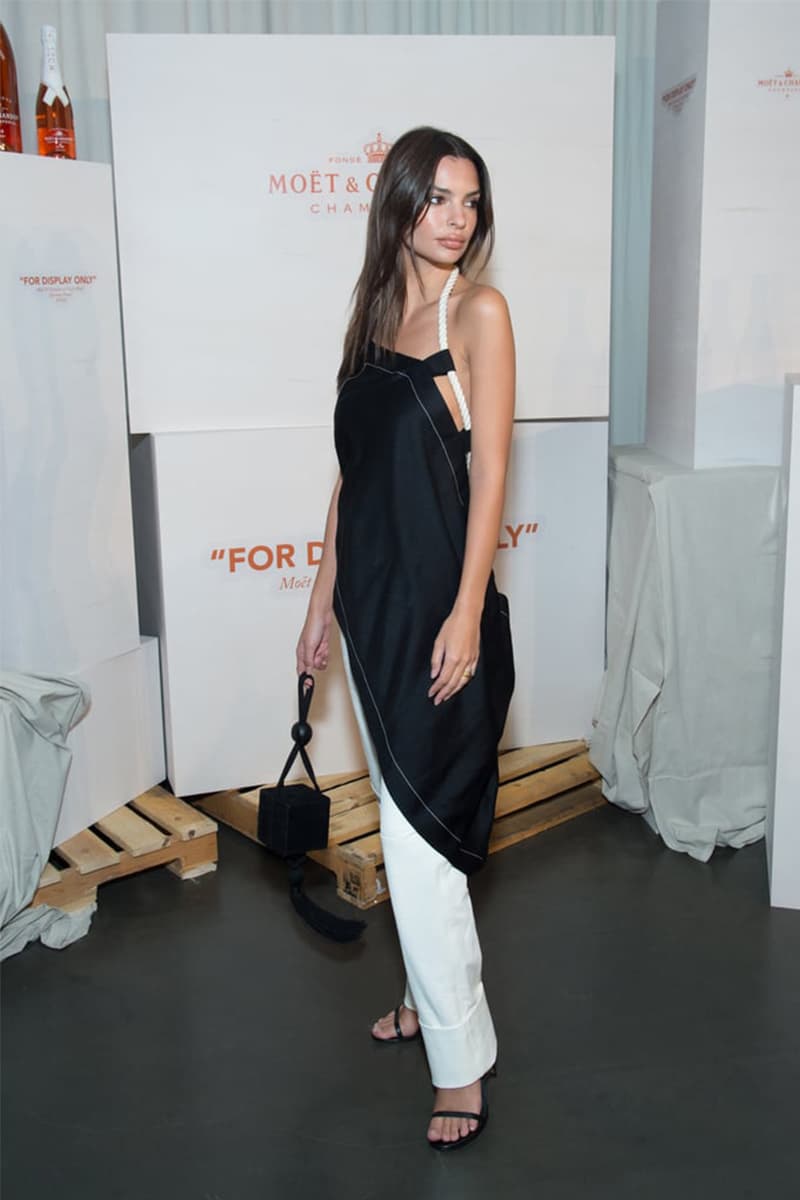 Emily Ratajkowski Went Braless Asymmetrical Outfit