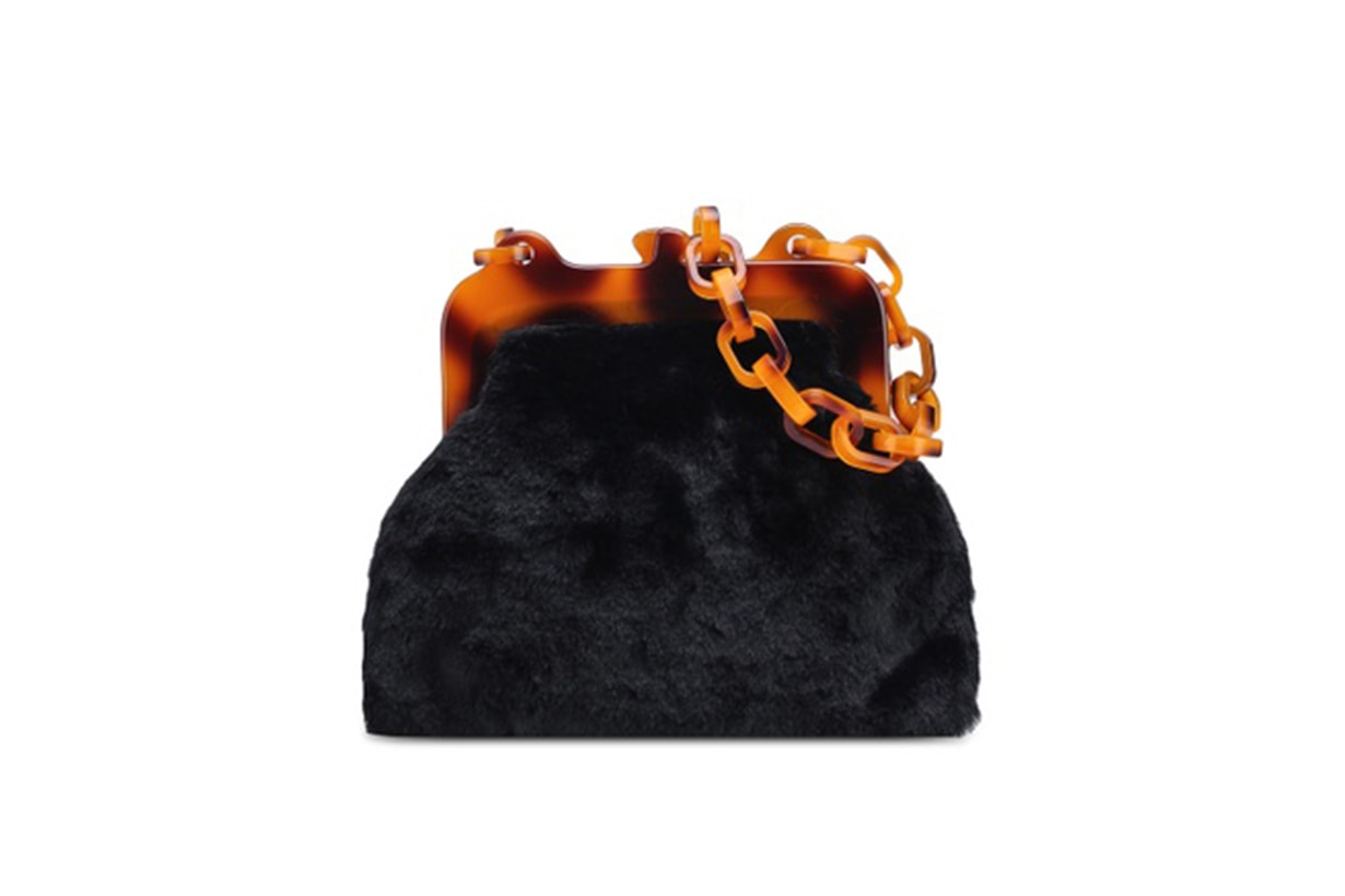 Topshop Faux Fur Frame Tortoiseshell Shoulder Bag