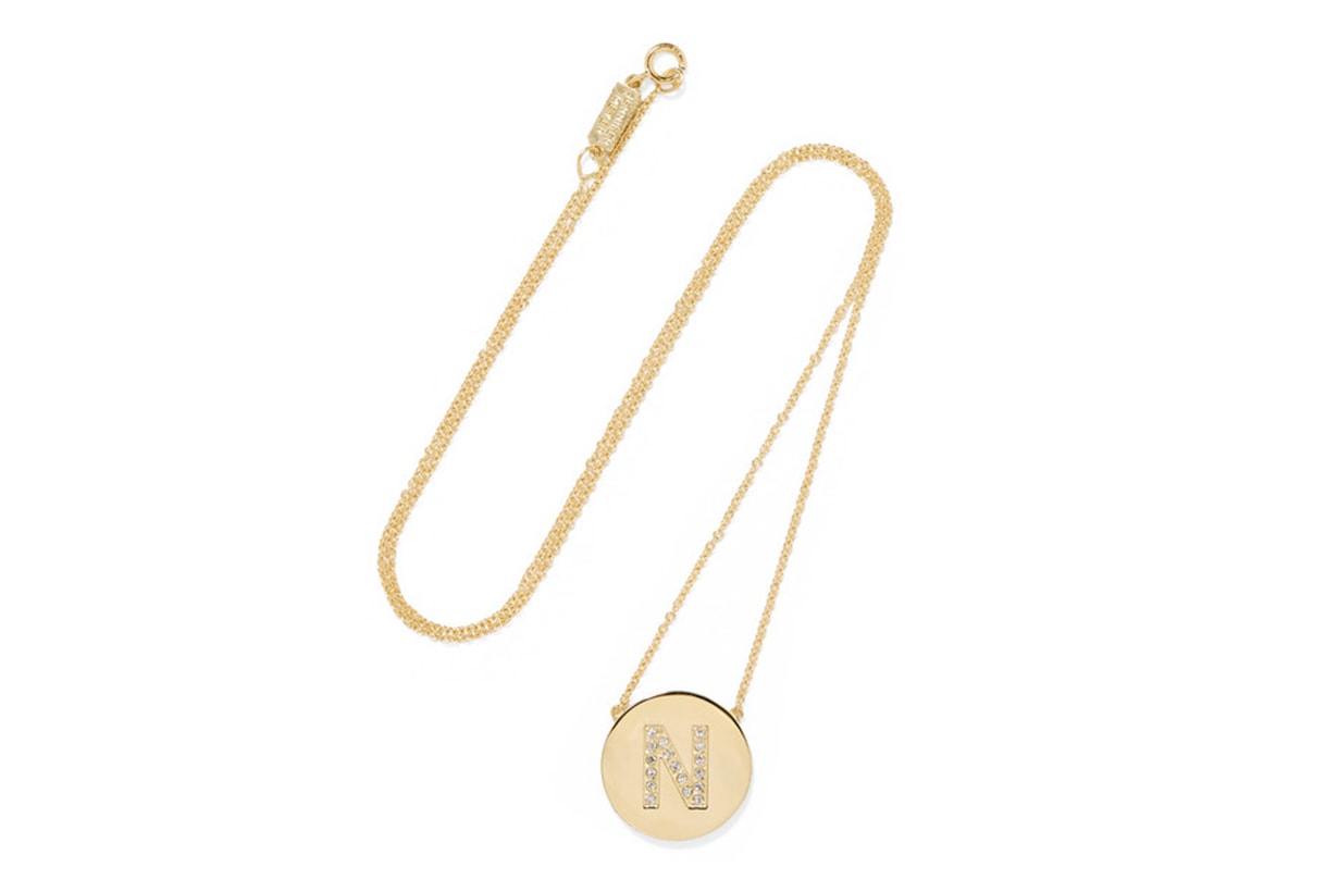 Jennifer Meyer Letter 18-Karat Gold Diamond Necklace