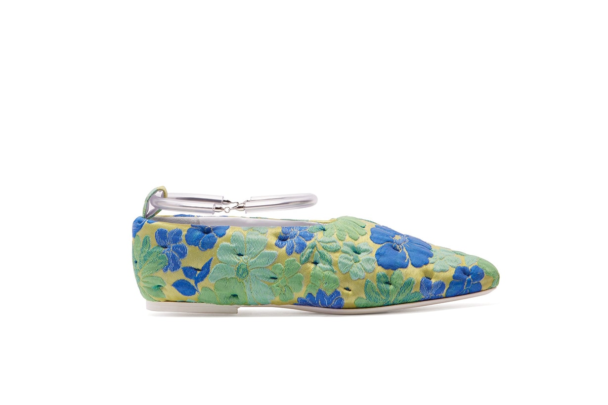 Jil Sander Floral Ankle Strap Ballet Flats