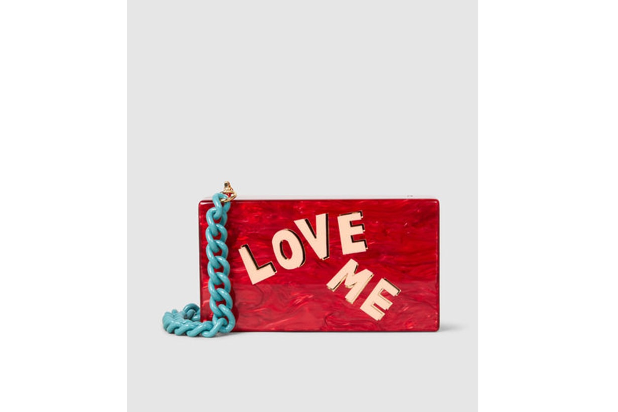Edie Parker Love Me Solid Acrylic Box Clutch