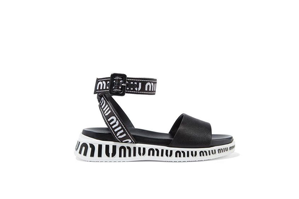 Miu Miu Logo-Embroidered Canvas Sandals