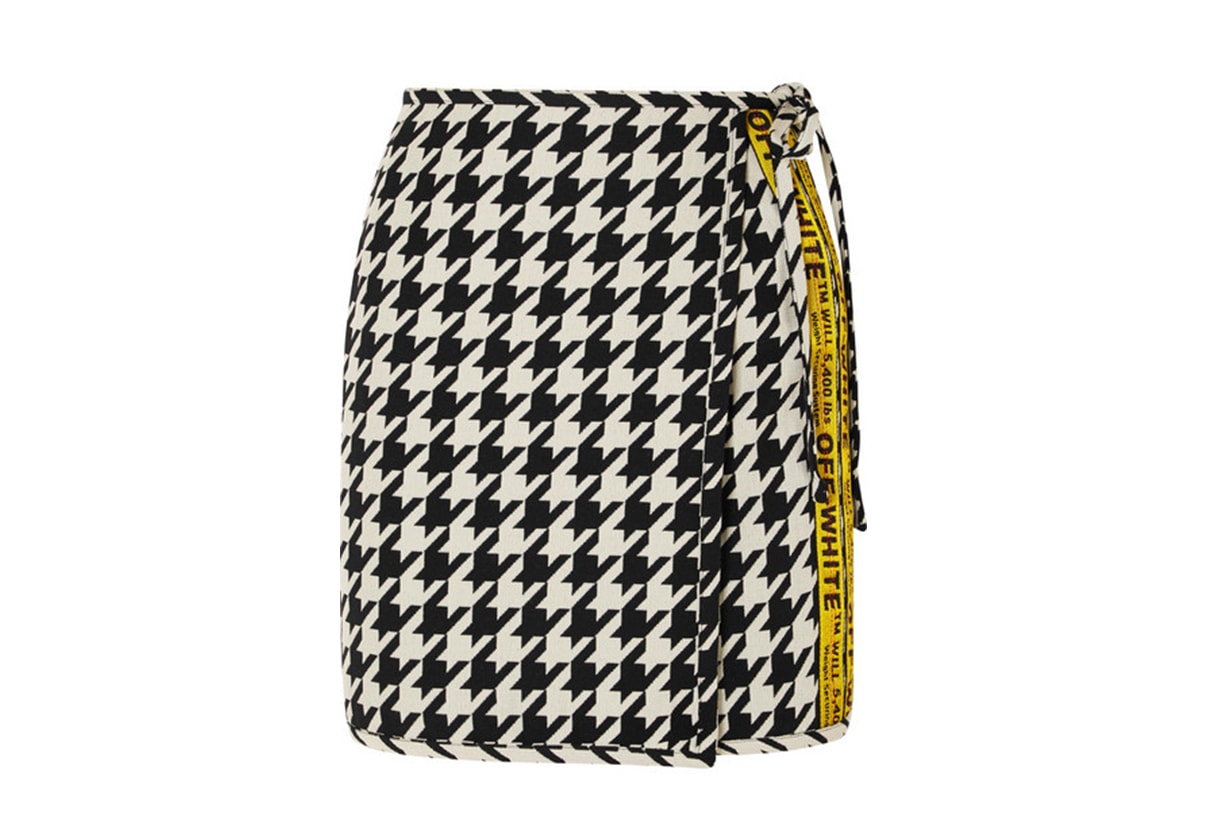 Off-White Houndstooth Wool-blend Wrap Mini Skirt