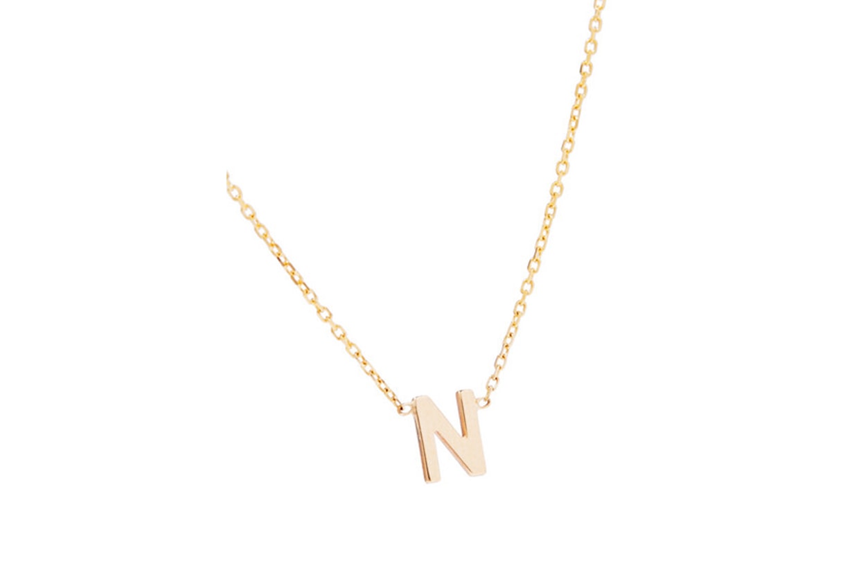 Sarah & Sebastian Letter 14-karat gold necklace